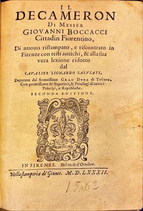 Il Decameron di Messer Giovanni Boccacci Cittadin Fiorentino.