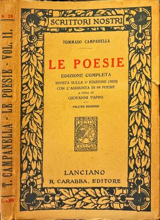 Le poesie. Volume secondo. Tommaso Campanella.