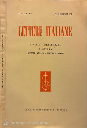 Lettere italiane. Anno XIV - N.3. Luglio Settembre 1972.