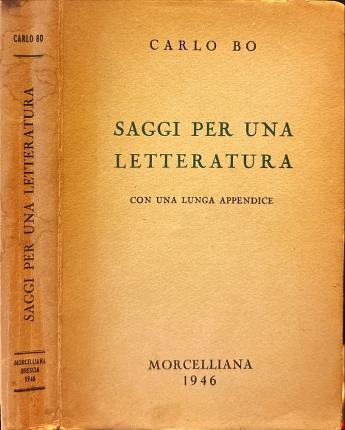 Saggi per una letteratura con una lunga appendice.