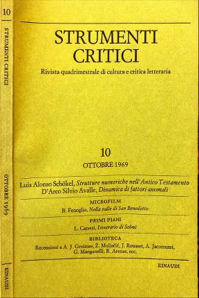 Strumenti critici 10. Ottobre 1969. Rivista quadrimestrale di cultura e …