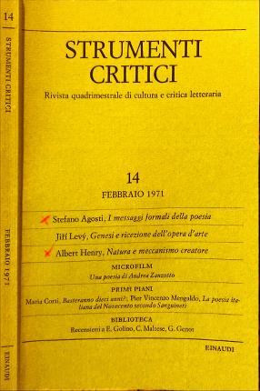 Strumenti critici 14. Febbraio 1971. Rivista quadrimestrale di cultura e …