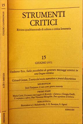 Strumenti critici 15. Giugno 1971. Rivista quadrimestrale di cultura e …