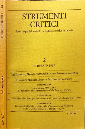 Strumenti critici 2. Febbraio 1967. Rivista quadrimestrale di cultura e …