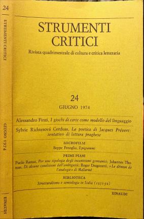 Strumenti critici 24. Giugno 1974. Rivista quadrimestrale di cultura e …