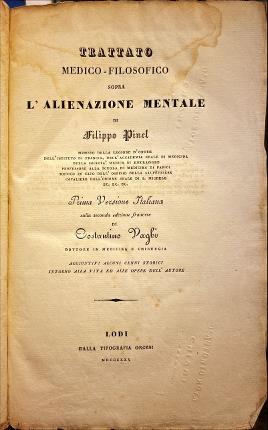 Trattato medico filosofico sopra l'alienazione mentale.