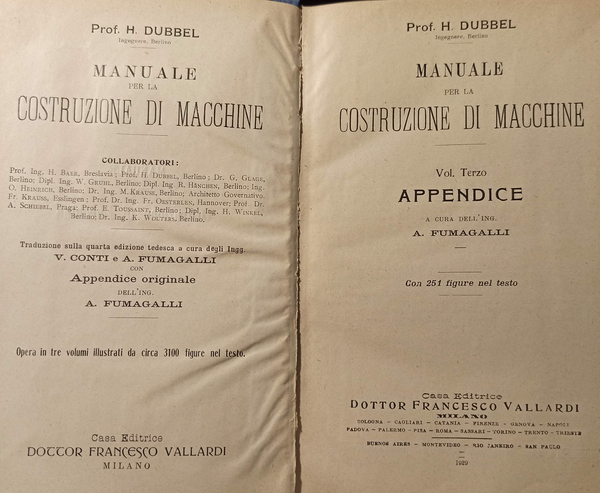 Manuale per la cotruzione di macchine. Volume terzo. Appendice.