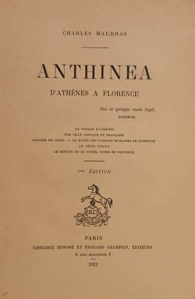 Anthinea. D'Athenes a Florence.