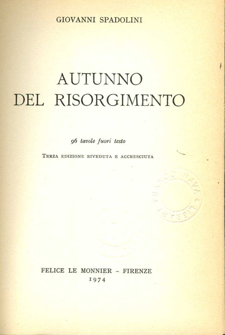 Autunno del risorgimento giovanni spadolini