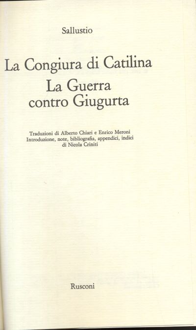 la congiura di catilina la guerra contro giugurta