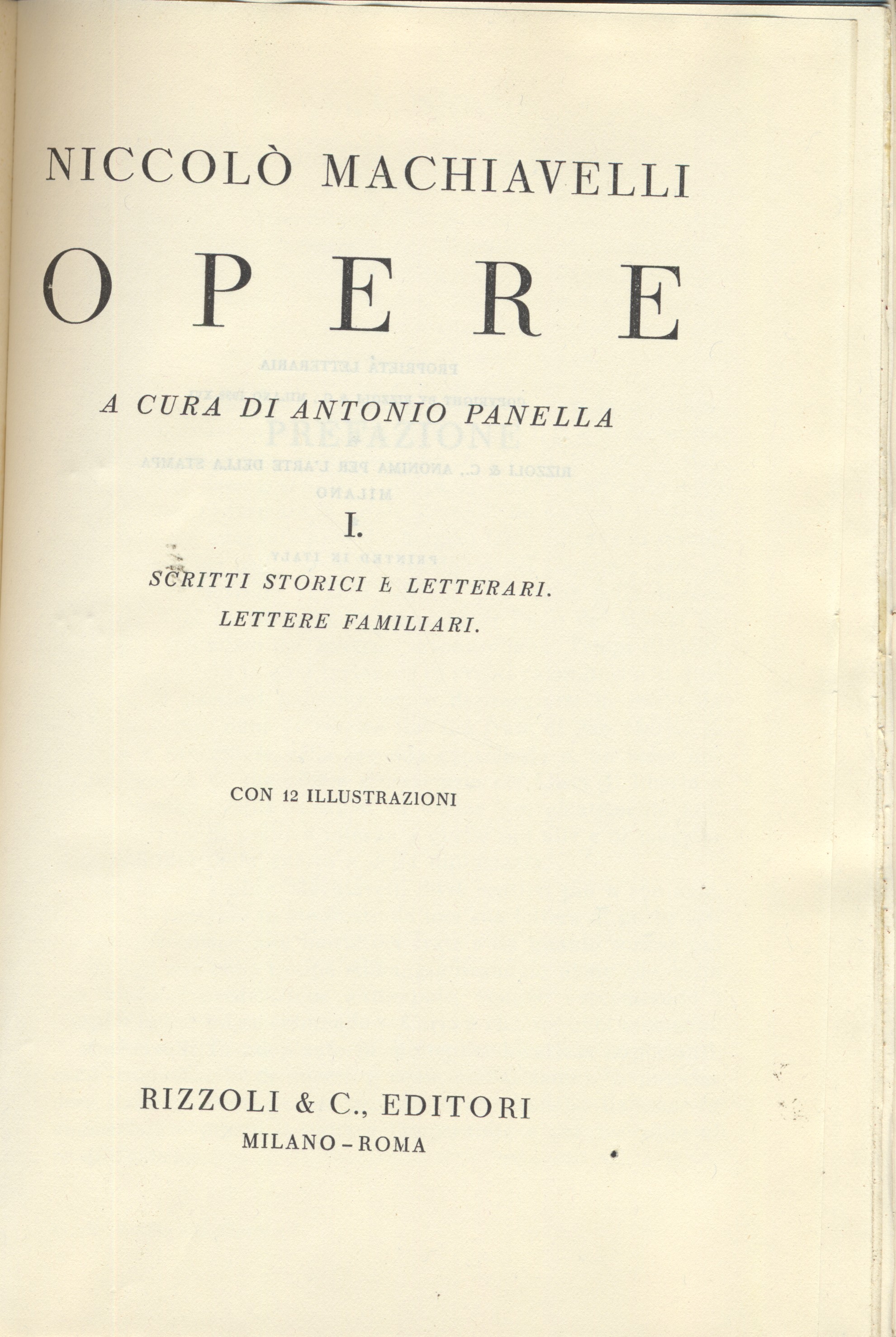 niccoloò machiavelli opere vol i, ii