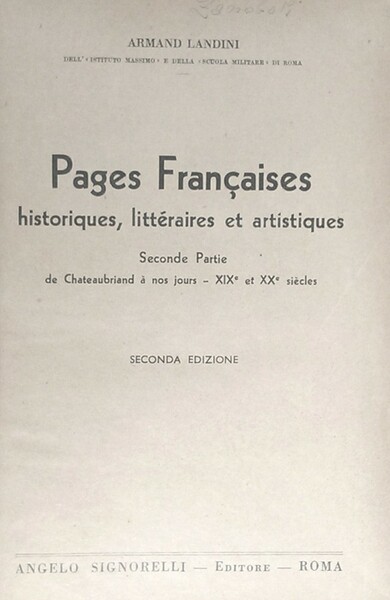 Pages francaises historiques, litteraires et artistiques. Seconde partie de Chateaubriand …