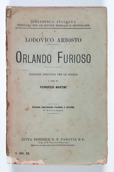 Orlando furioso. Ed. annotata per le scuole a cura di …