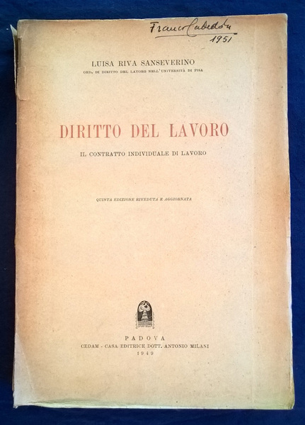 Diritto del lavoro. Il contratto individuale di lavoro. Quinta edizione …