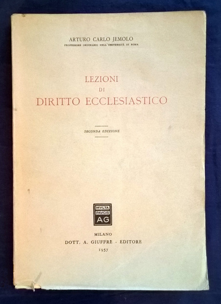 Lezioni di Diritto Ecclesiastico. Seconda edizione.