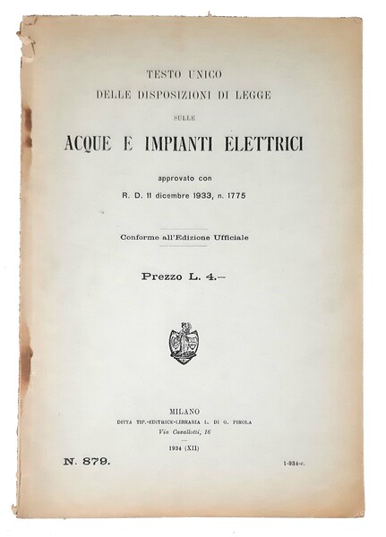 Testo unico delle disposizioni di legge sulle acque e impianti …