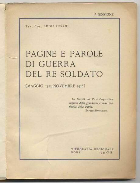 Pagine e parole di guerra del Re soldato (Maggio 1915 …