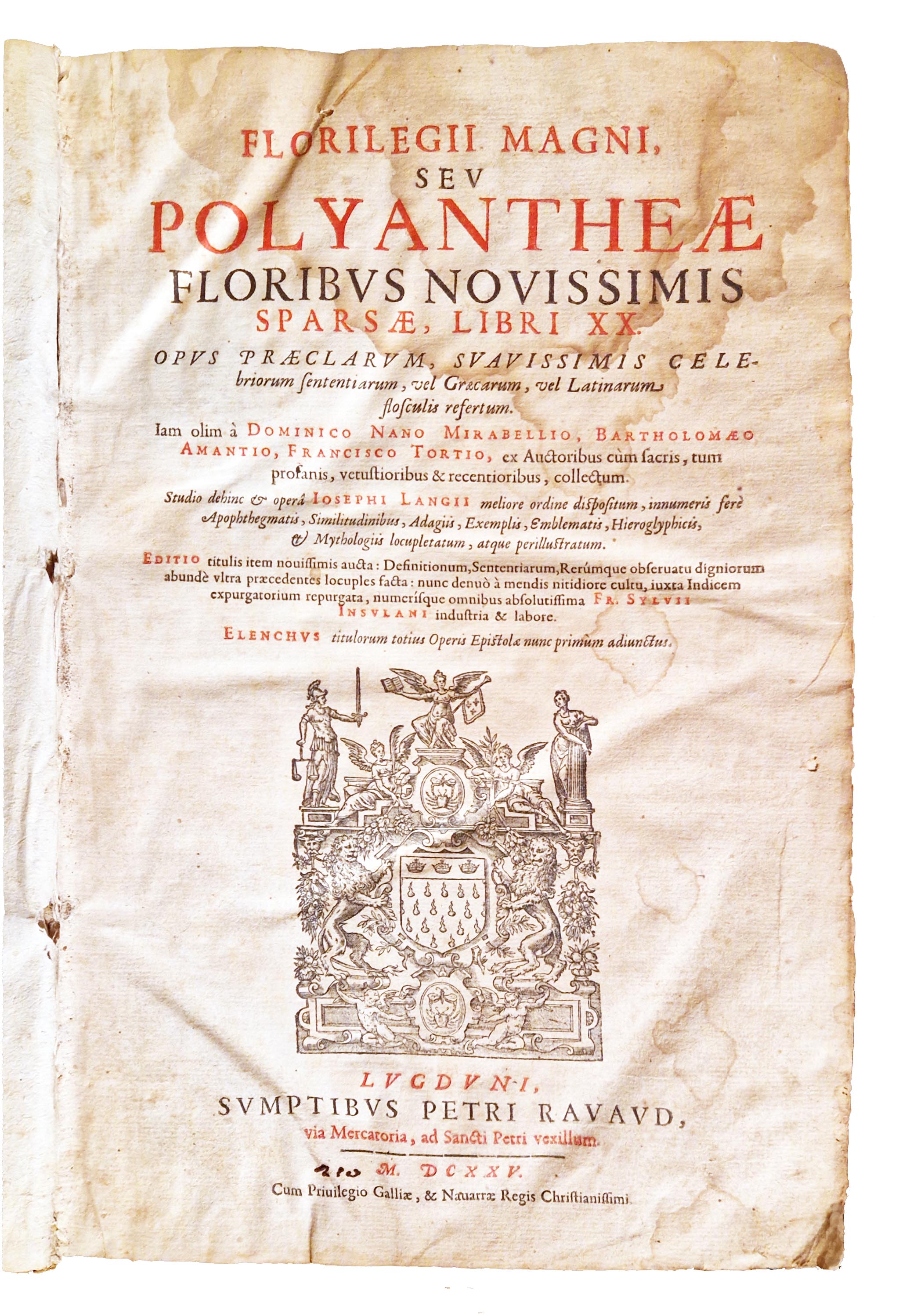 Florilegii Magni, seu Polyantheae floribus nouissimis sparsae, libri XX. opus …