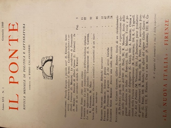 IL PONTE. RIVISTA MENSILE DI POLITICA E LETTERATURA. ANNO XIII. …