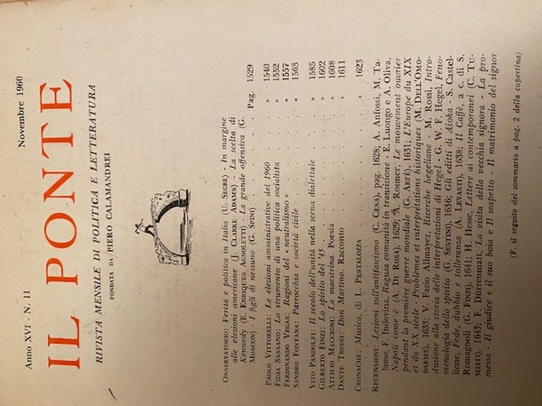 IL PONTE. RIVISTA MENSILE DI POLITICA E LETTERATURA. ANNO XVI. …