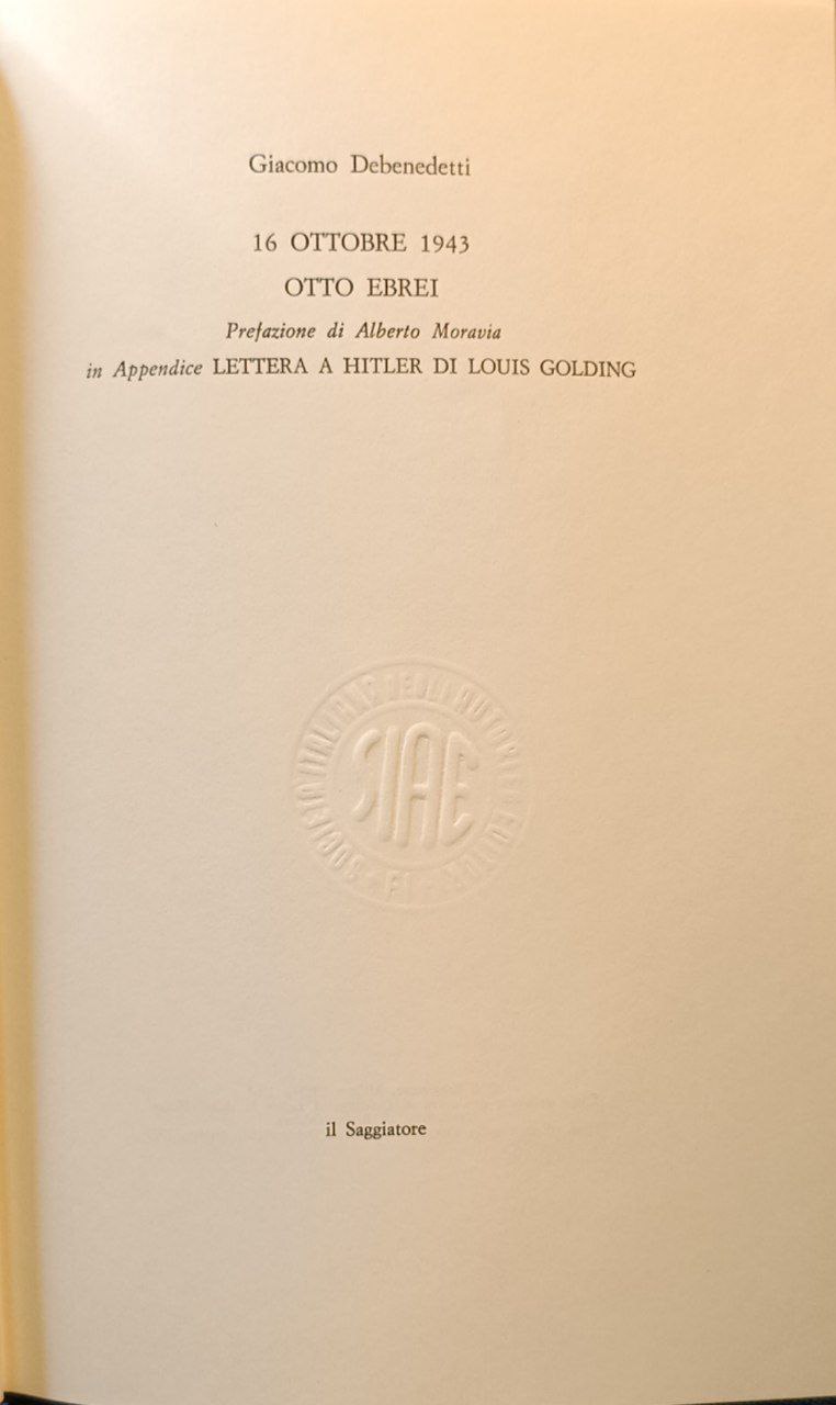 16 ottobre 1943. Otto ebrei