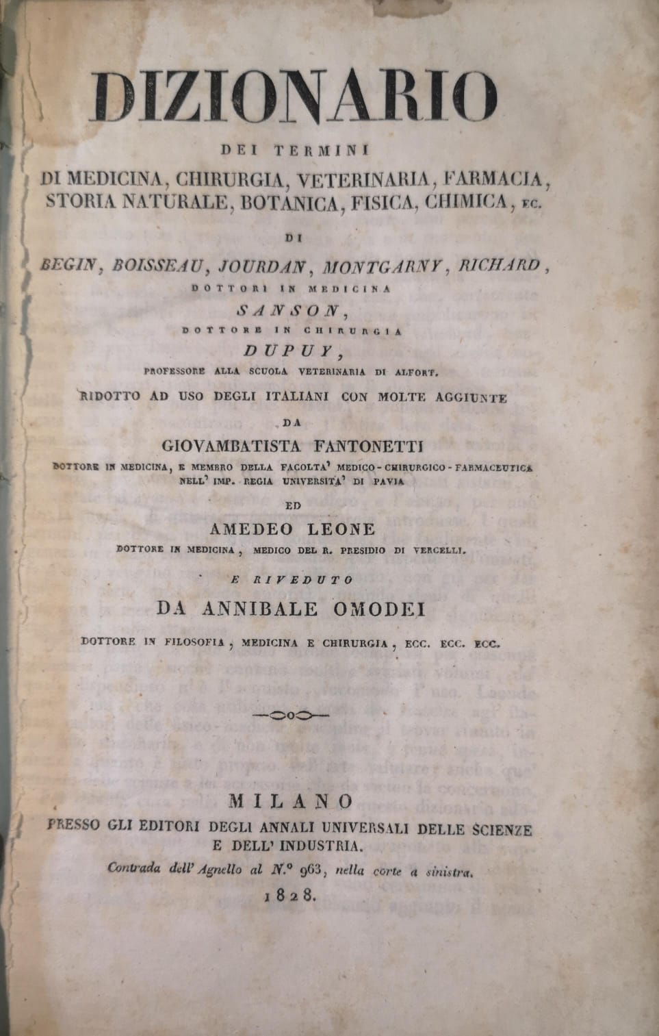 Dizionario dei termini di medicina, chirurgia, veterinaria, farmacia, storia naturale, …