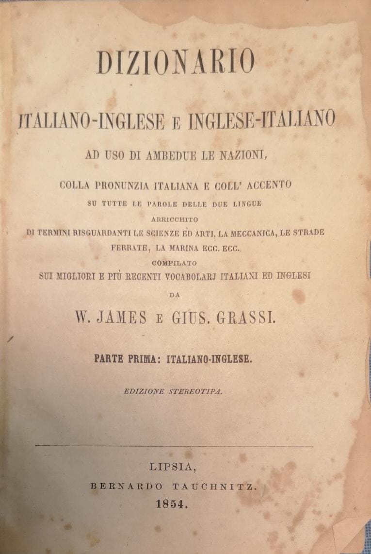 Dizionario italiano-inglese e inglese-italiano ad uso di ambedue le nazioni.