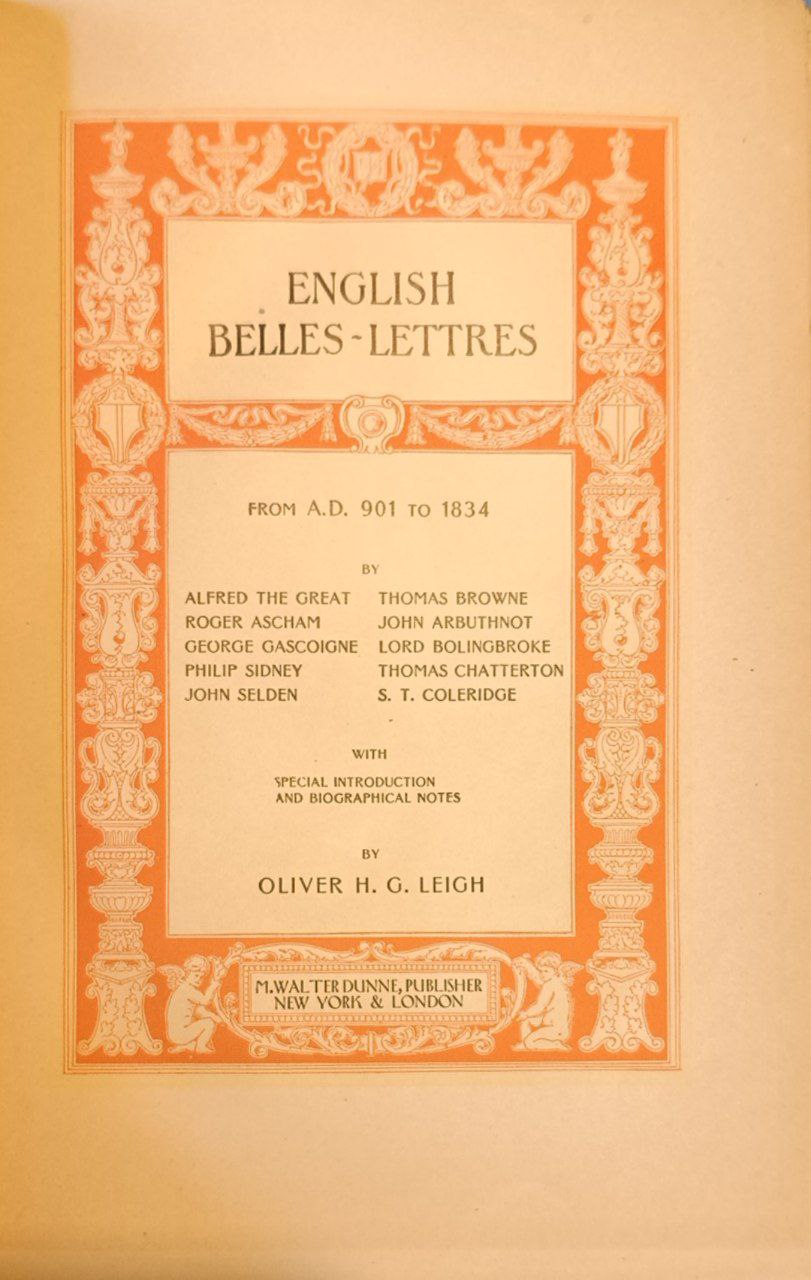 English Belles-Lettres