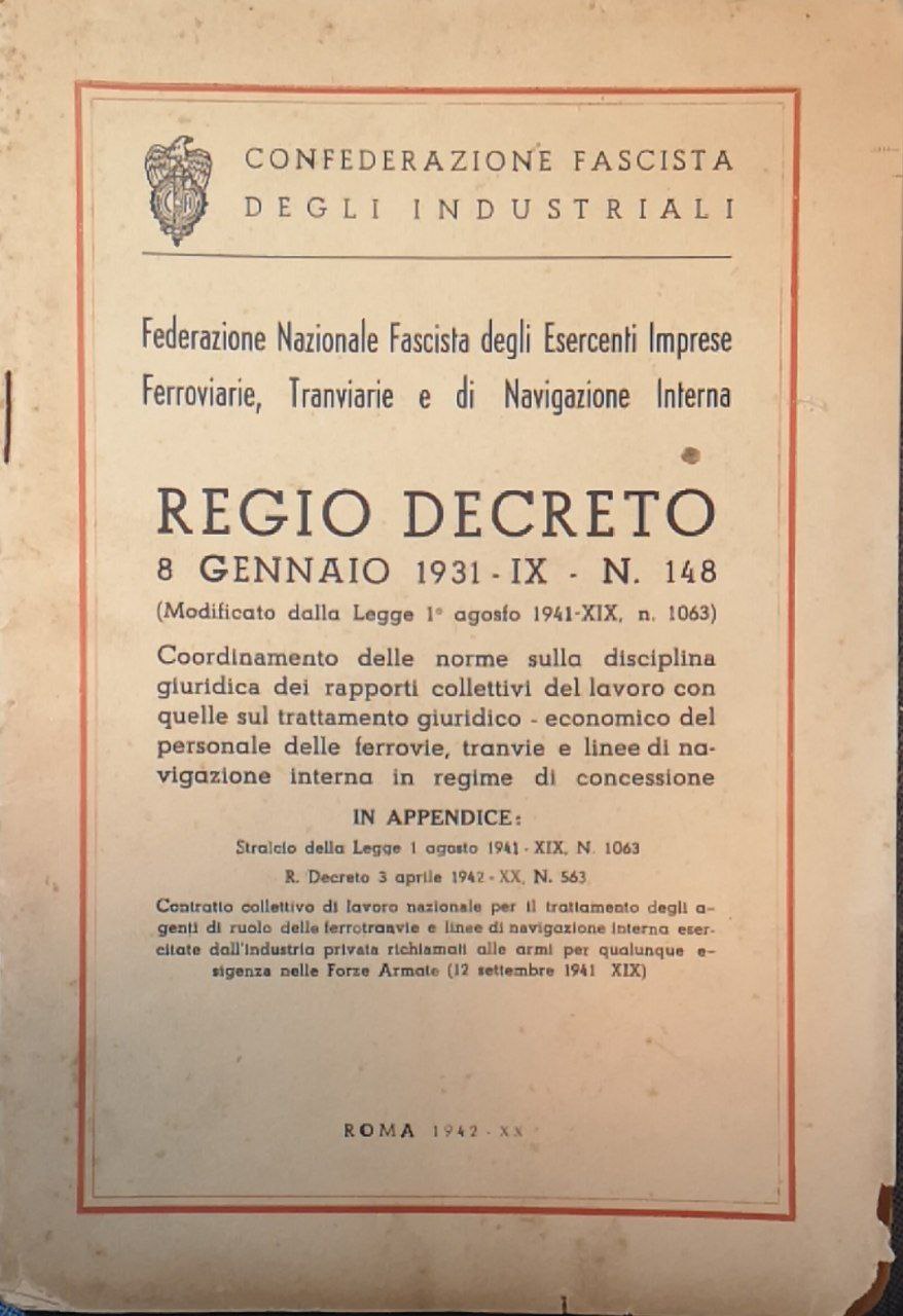 Federazione nazionale fascista degli esercenti imprese ferroviarie, tranviarie e di …