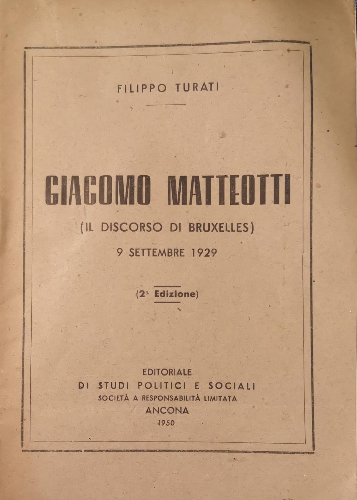 Giacomo Matteotti (il discorso di Bruxelles) 9 settembre 1929.