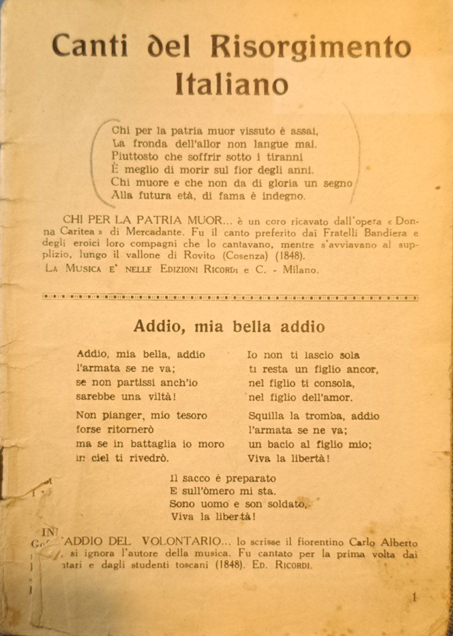 I canti del Risorgimento italiano