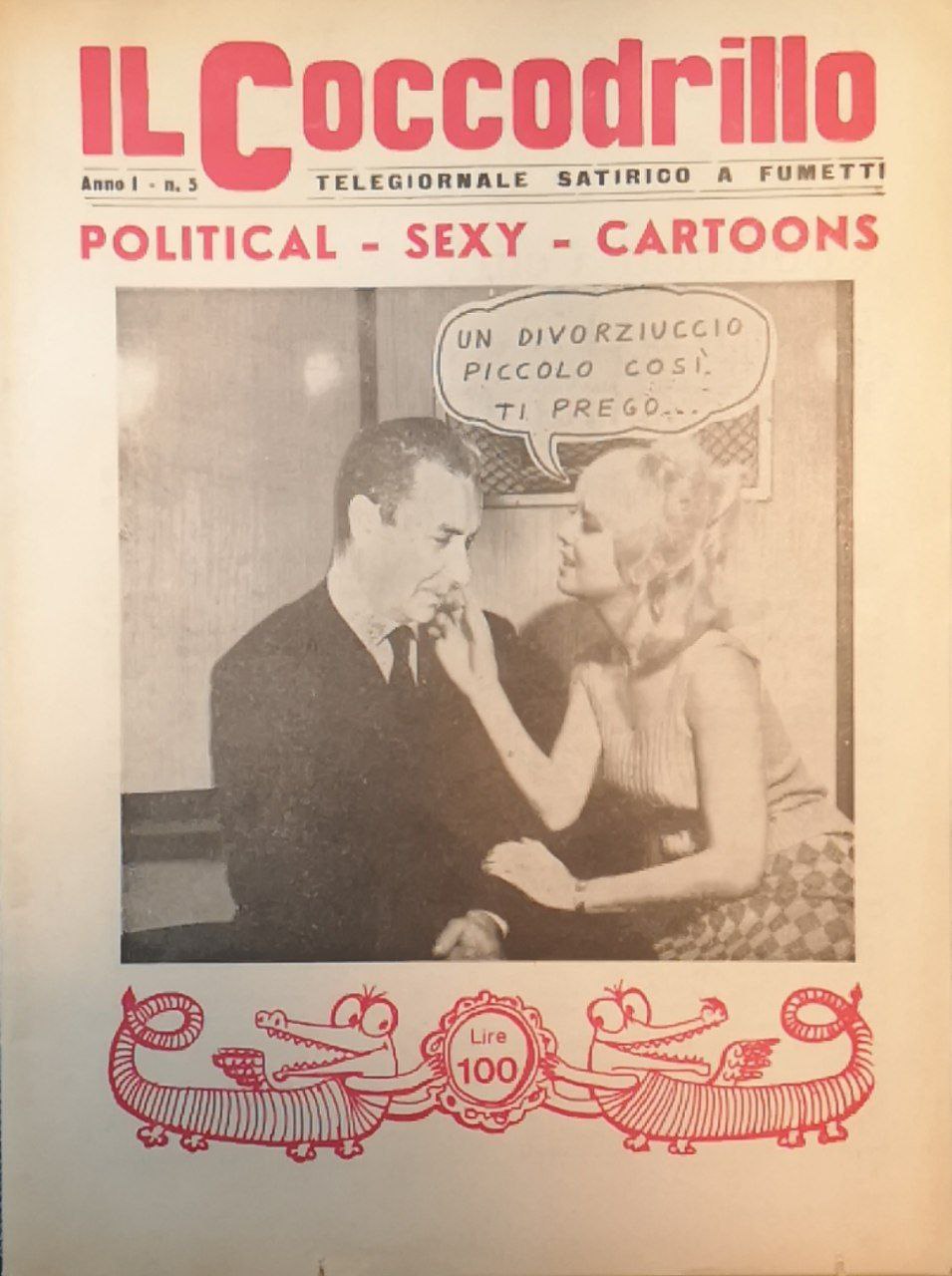 Il coccodrillo: telegiornale satirico a fumetti. Anno I, N. 5.