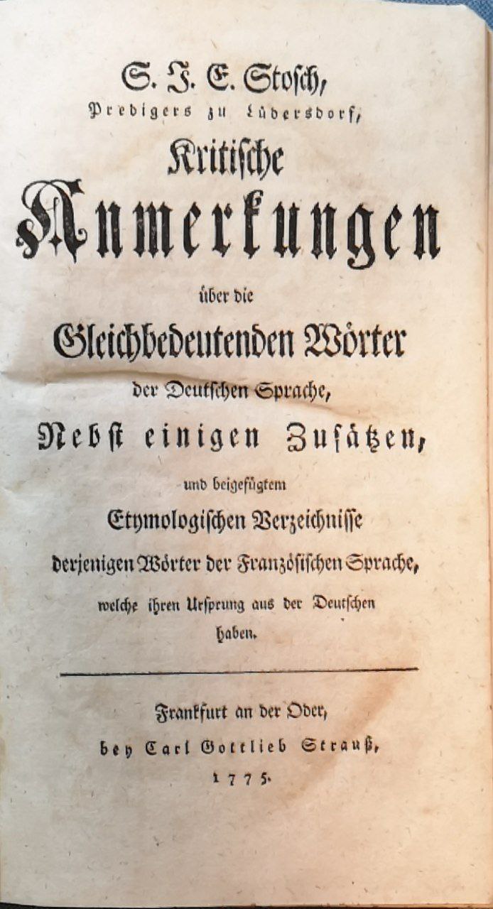Kritische Anmerkungen über die Gleichbedeutenden Wörter der Deutschen Sprache