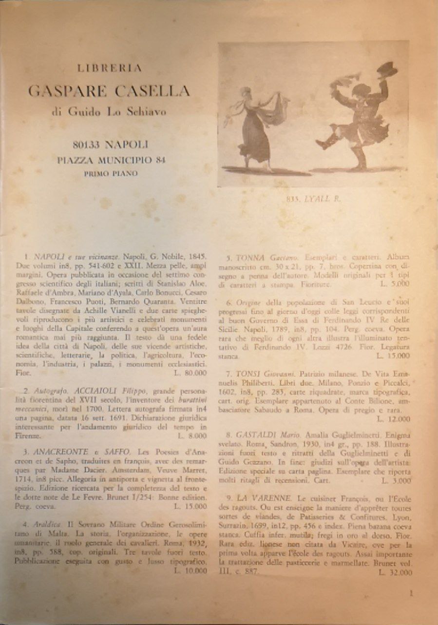 Libreria Gaspare Casella, Catalogo Dicembre 1971