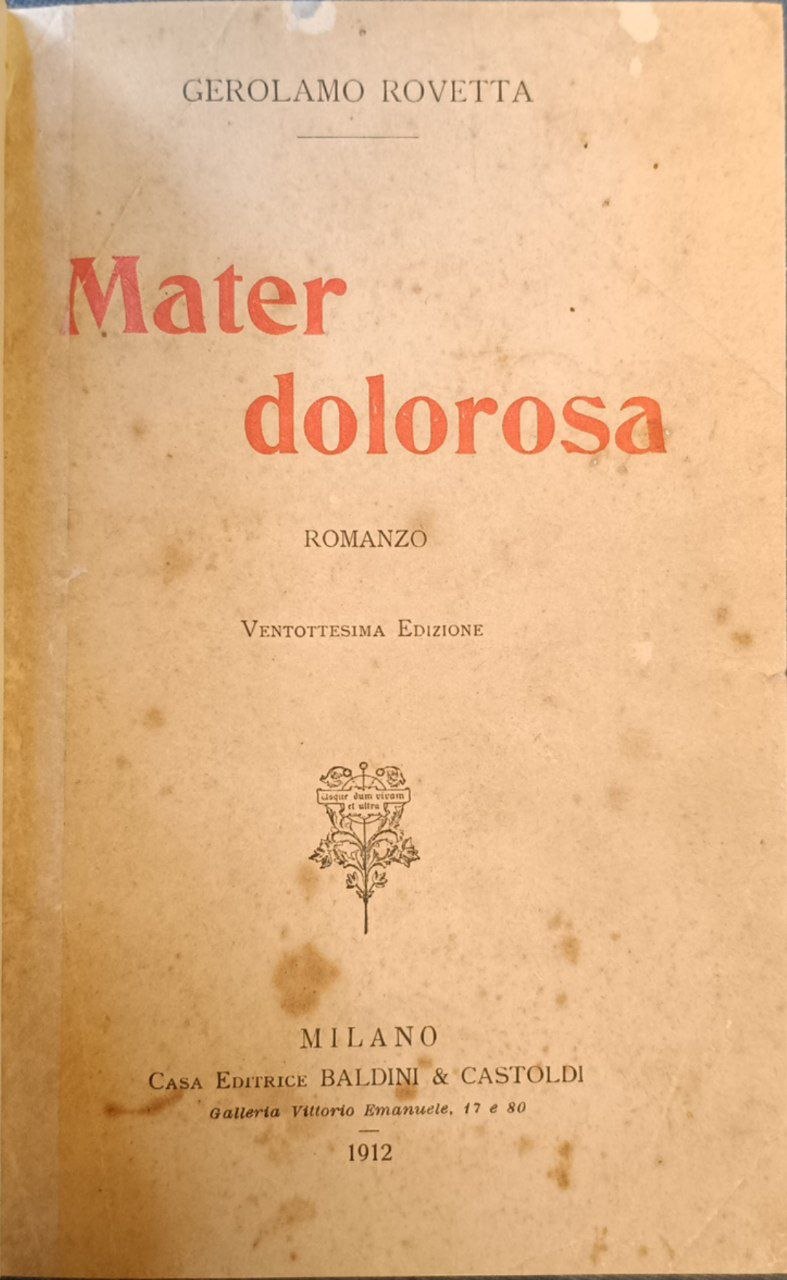 Mater dolorosa: romanzo