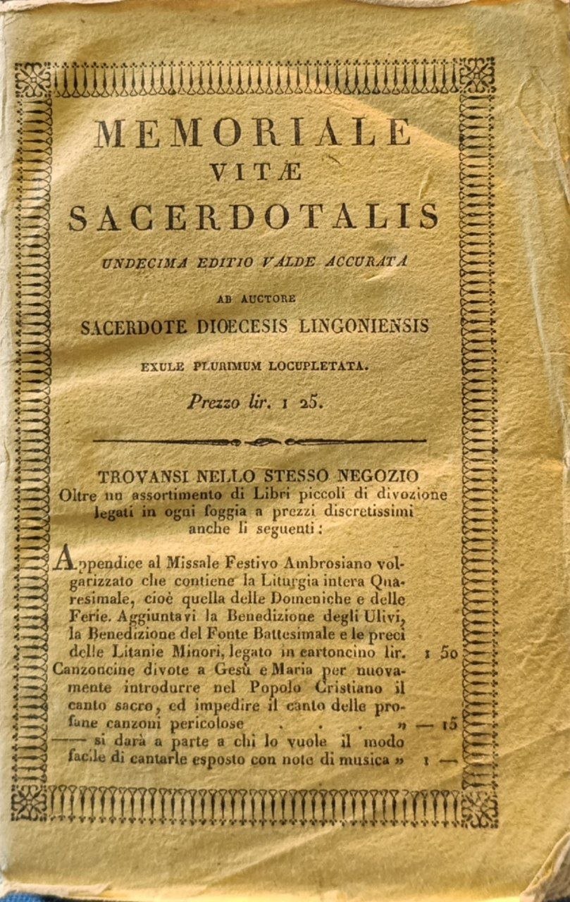 Memoriale vitæ sacerdotalis. Undecima editio valde accurata.