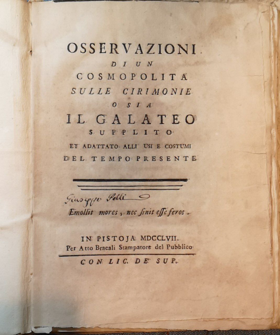 Osservazioni di un cosmopolita sulle cirimonie o sia Il Galateo …