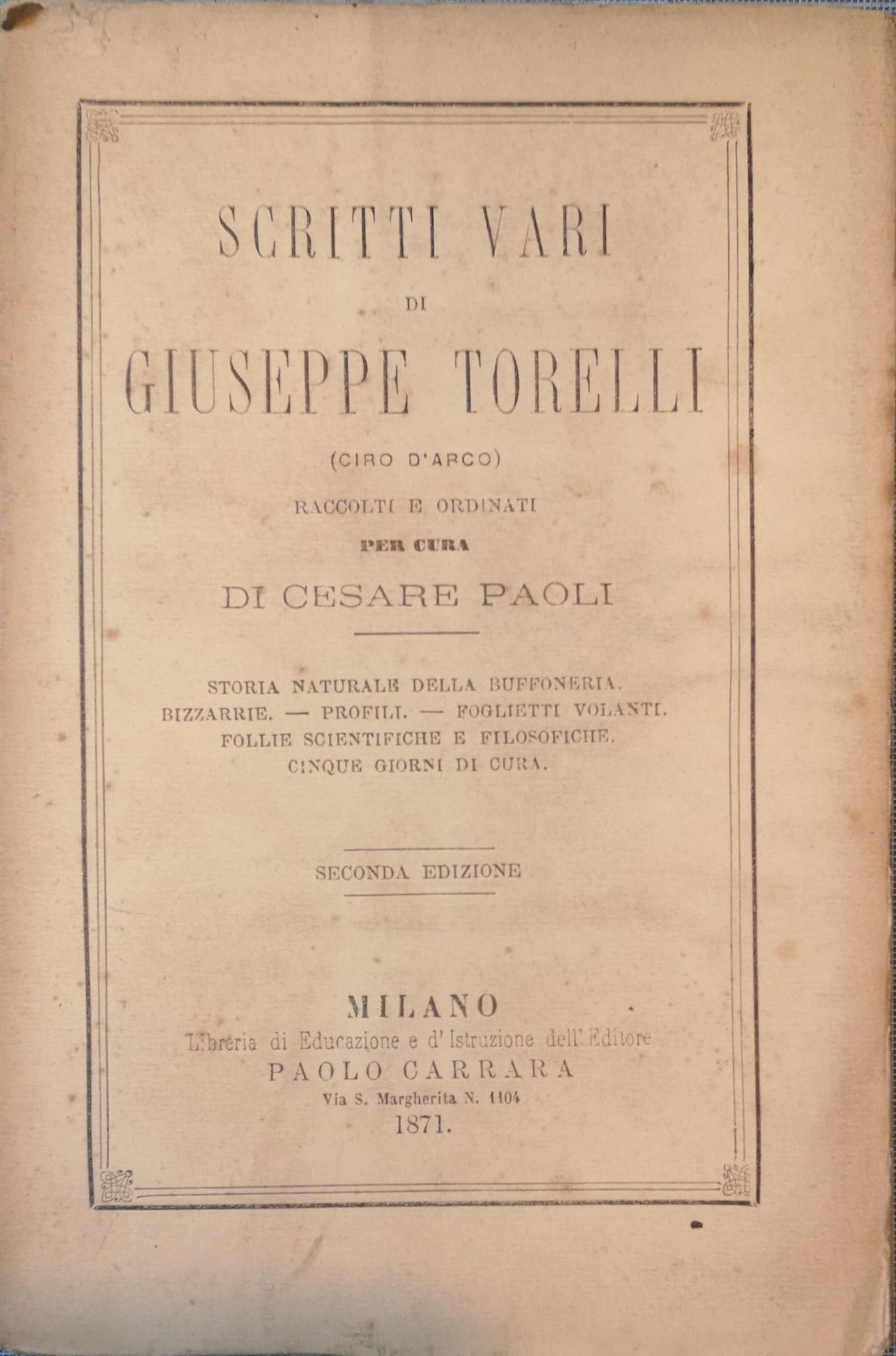 Scritti vari di Giuseppe Torelli (Ciro d'Arco)