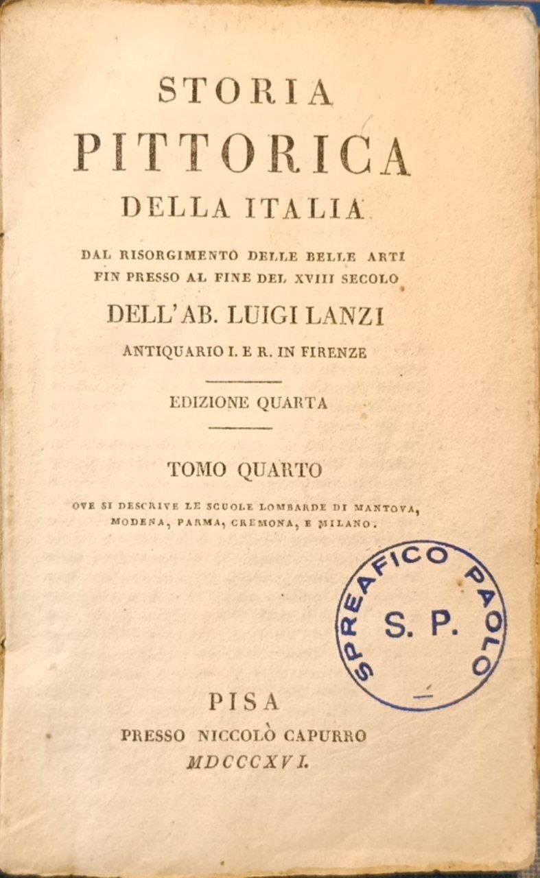 Storia pittorica della Italia. Tomo quarto