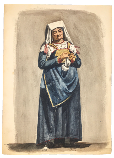 ACQUERELLI ORIGINALI, 3 di COSTUMI LAZIALI + 3 VEDUTE di …