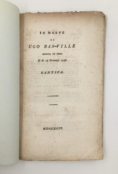In MORTE di UGO BAS-VILLE seguita in Roma il dì …