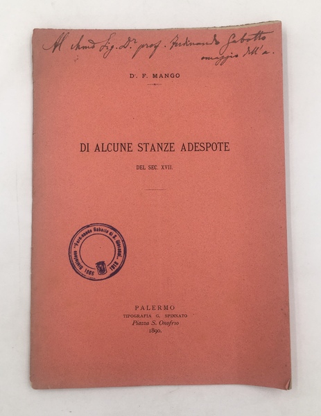 Di alcune STANZE ADESPOTE del sec. XVII. Edizione di soli …