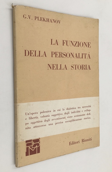 La FUNZIONE della PERSONALITà nella STORIA. Collana "Piccola Biblioteca Marxista", …