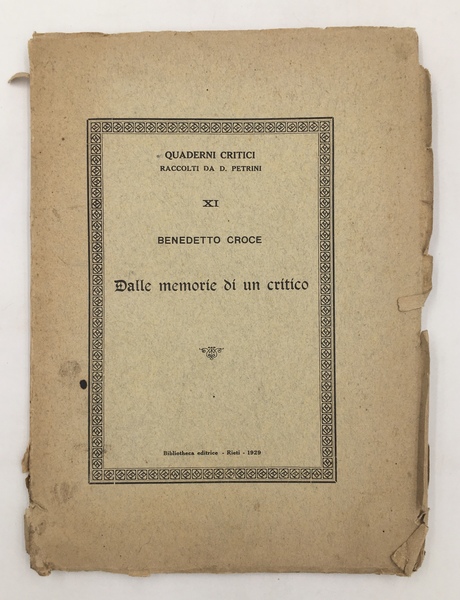 Dalle MEMORIE di un CRITICO.