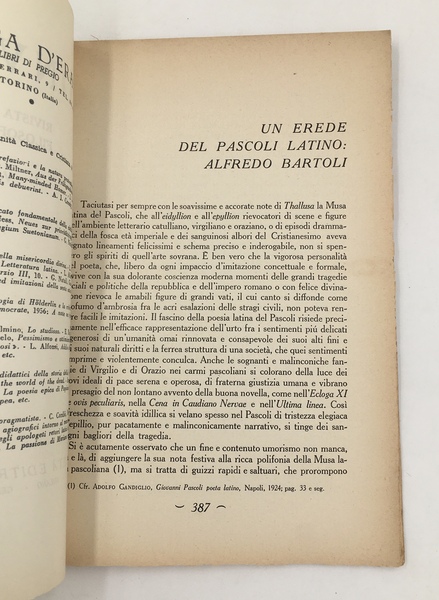 Un EREDE del PASCOLI LATINO: Alfredo BARTOLI. Corposo stralcio da: …