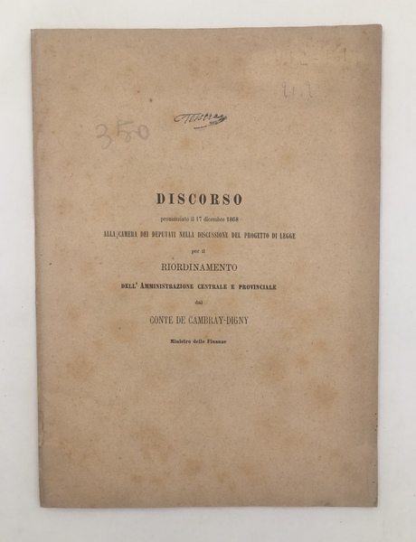 Discorso pronunziato il 17 dicembre 1868 alla camera dei Deputati …