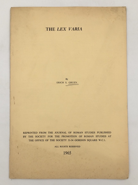 The LEX VARIA. Estr. orig. da: Journal of roman studies, …