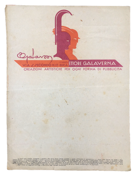 Foglio di CARTA INTESTATA dell'Artista: GALA - Ettore Galaverna CREAZIONI …