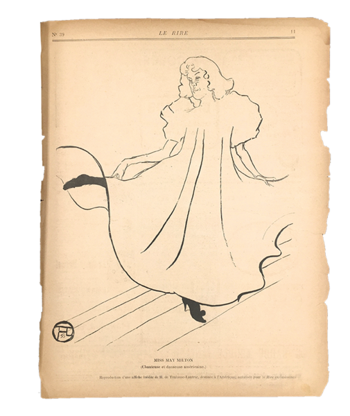 Miss MAY MILTON. Disegno in bianco e nero a piena …