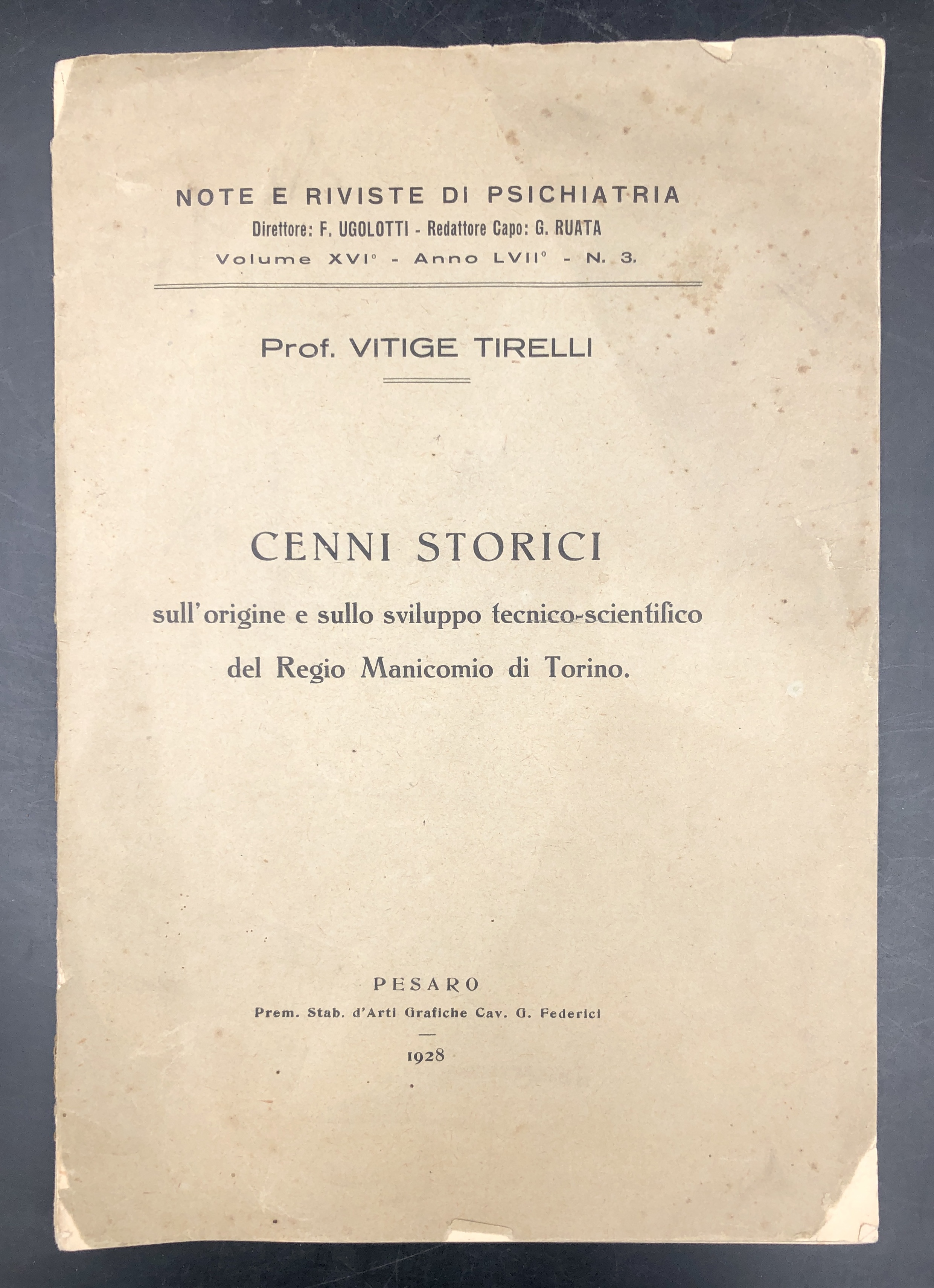 Cenni storici sull'ORIGINE e sullo SVILUPPO TECNICO-SCIENTIFICO del Regio MANICOMIO …